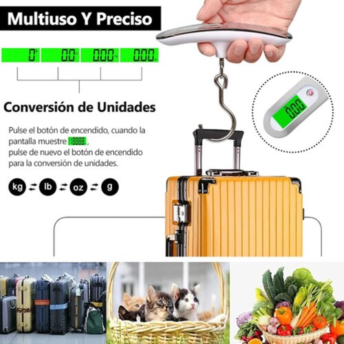 Bascula Digital Para Equipaje 50kg Maleta Viaje Portatil plata