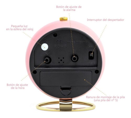 Reloj De Estilo Europeo Despertador Electrónico Simple Rosa