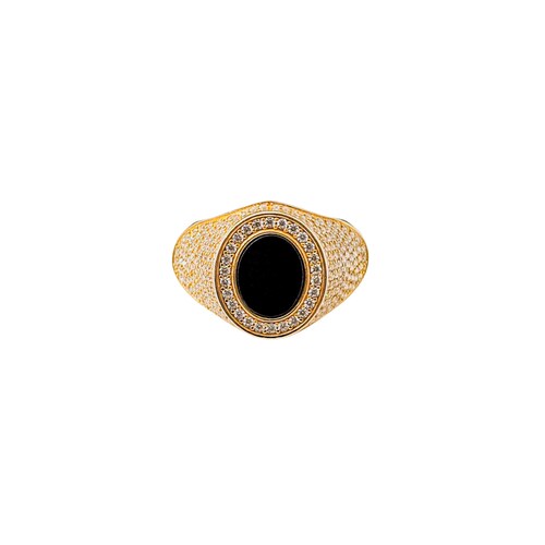 Anillo oro 10k Hombre de piedra ónix y zirconia.