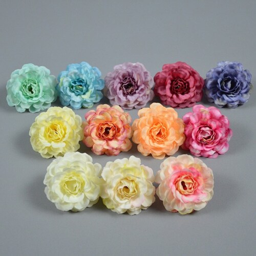 50 Cabezas Flores Rosa Artificial Decoración Boda Fiesta 5cm AMARILLO CLARO