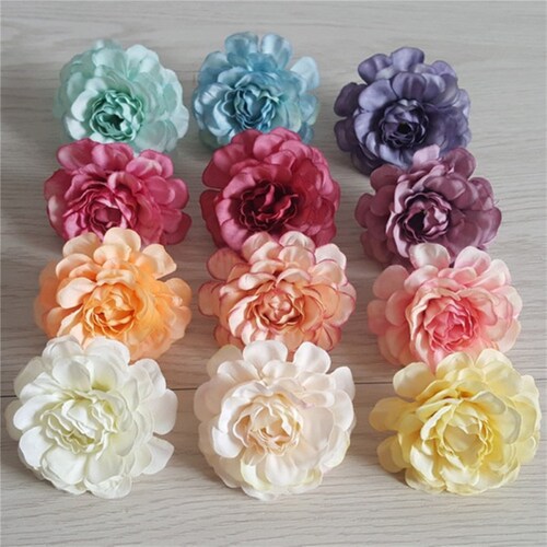 50 Cabezas Flores Rosa Artificial Decoración Boda Fiesta 5cm AMARILLO CLARO