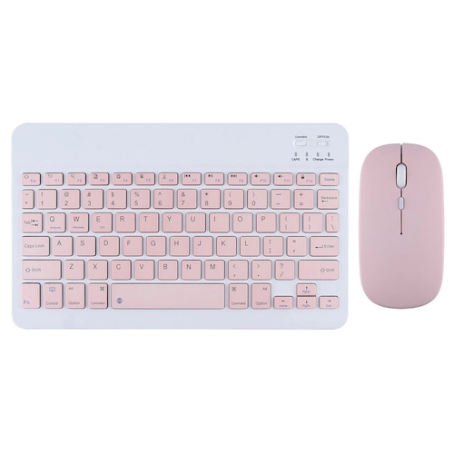 Teclado Bluetooth + Ratón Inalámbrico Para Tablet iPad Celular Pc Laptop De 7 PLG. (Rosa).