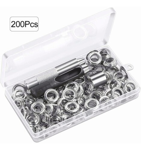 200 Piezas Arandelas Metalicos Ojales Metalicos Kit 12mm GRIS