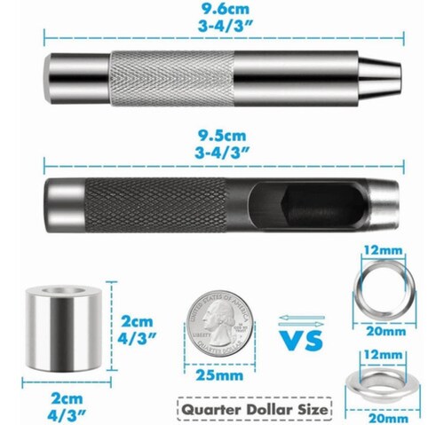 200 Piezas Arandelas Metalicos Ojales Metalicos Kit 12mm GRIS