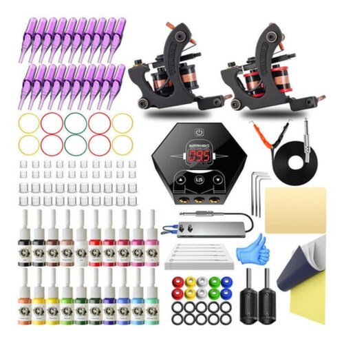 Kit De Máquina Para Tatuar Con Tintas Y Agujas Principiantes 