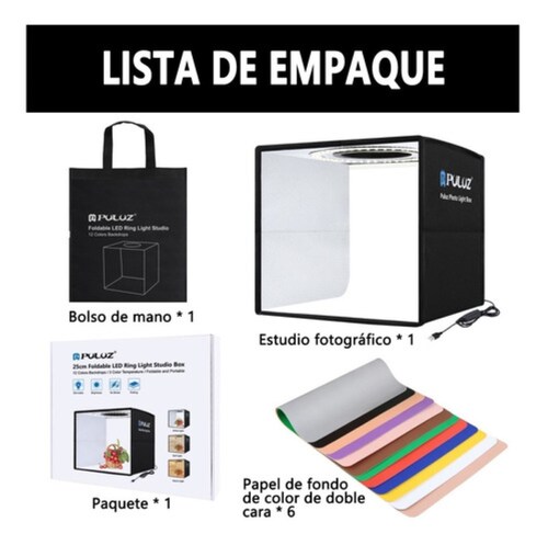 Caja De Luz Para Fotografía Plegable De 25cm 12x3 negro