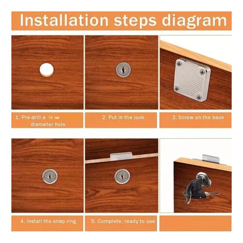 12pcs Cerradura Chapa Para Muebles Cajones Closet Con Llaves gris