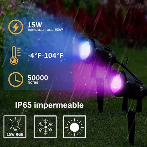 Reflector Led Exterior De 15 W, Reflectores Rgbcw, Luz Led,