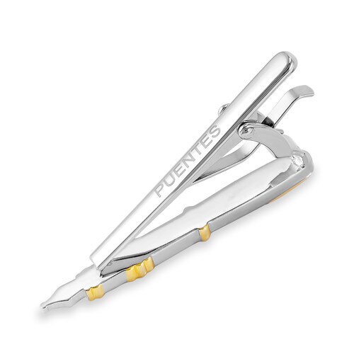 Set de 3 Pisacorbatas Hipster de 4.7 CM Lentes, Pluma Fuente y Liso de Acero Inoxidable by Puentes Denver.