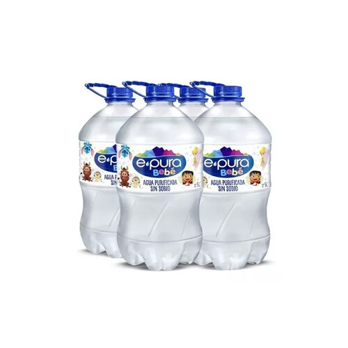4 Piezas de Agua Epura para Bebé Purificada sin Sodio de 5 litros c/u