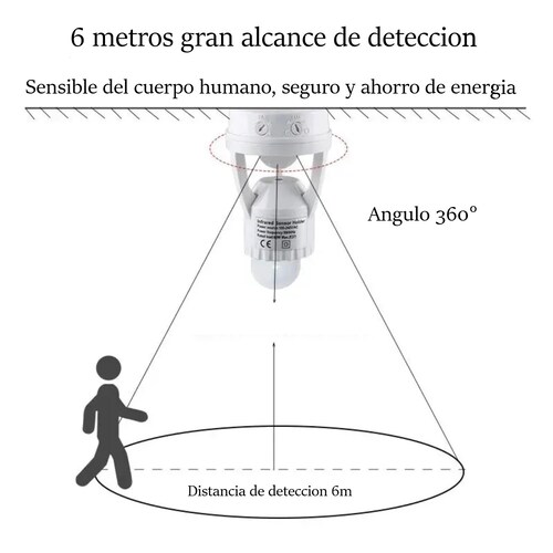 Socket Interruptor luz Sensor movimiento Base detectora E27 110V soporte lámpara foco led casa