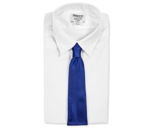 Set Juego de Corbata de Seda Azul Liso y Estuche Corbatero de Viaje en Vinipiel