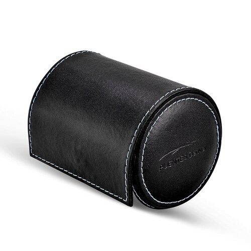 Set Juego de Corbata de Seda Azul Liso y Estuche Corbatero de Viaje en Vinipiel