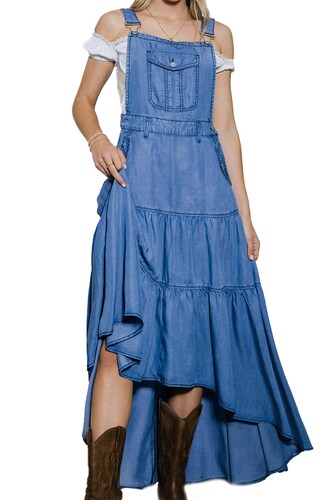 Vestido overol asimetrico /Juvenil, 038 (Azul medio) 