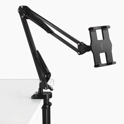 Soporte para Tableta con Brazo tipo Perezoso / Brazo Ajustable y Cabezal de 360grados / 3 Perillas de Ajuste / Soporta dispositivos de 4in a 12.9in de hasta 1.5 KG / ABS y Metal de Alta Calidad.