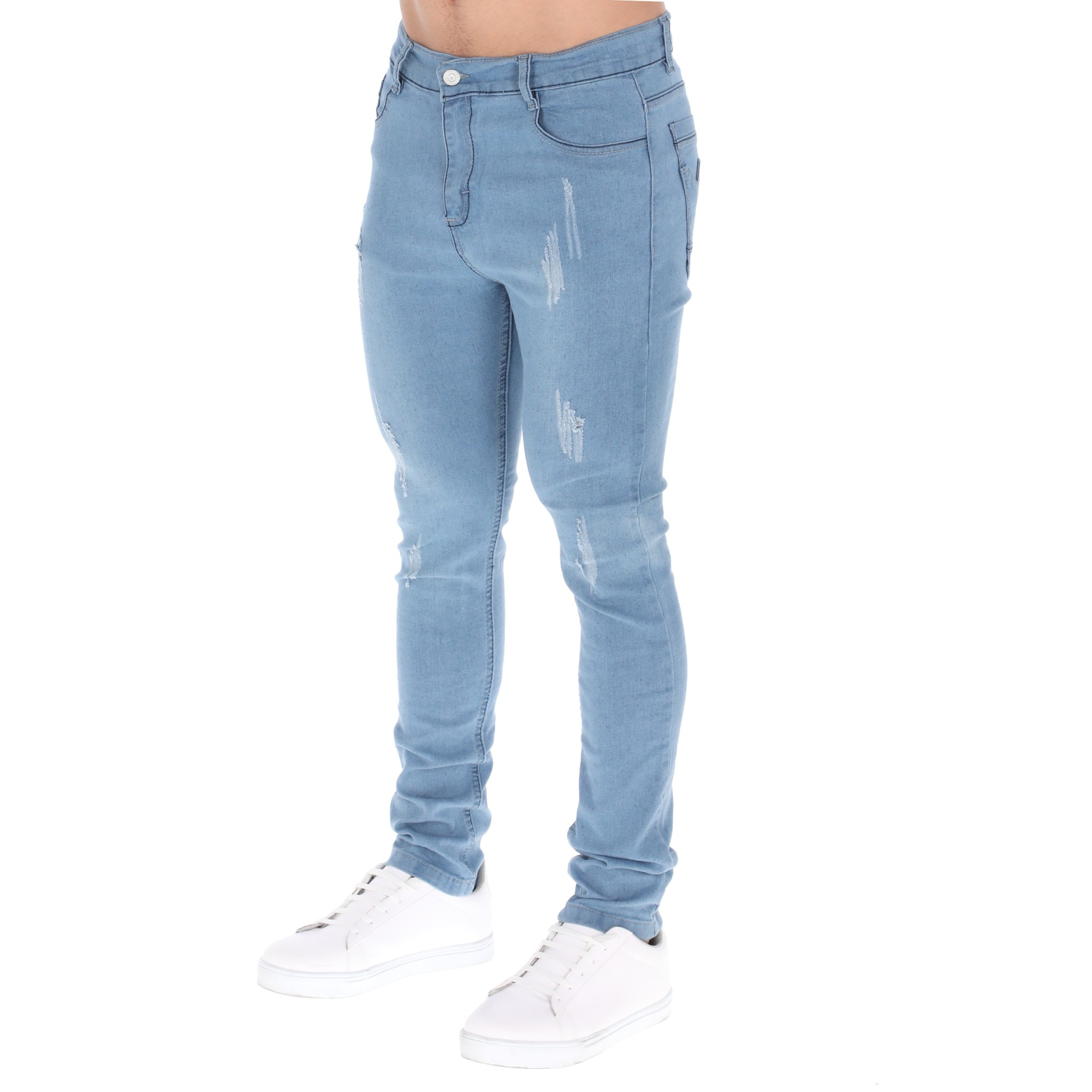 Skinny Jeans Pantalones De Mezclilla Para Hombre Color Azul Claro