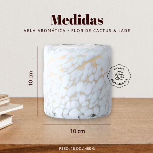 Vela Aromatica de Cera de Soya 100% Artesanal  - Miel de Fuego - Aroma Flor de Cactus y Jade .