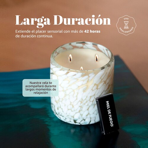 Vela Aromatica de Cera de Soya 100% Artesanal  - Miel de Fuego - Aroma Flor de Cactus y Jade .