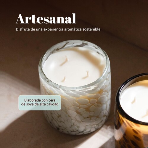 Vela Aromatica de Cera de Soya 100% Artesanal  - Miel de Fuego - Aroma Flor de Cactus y Jade .