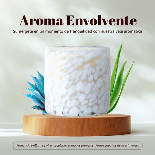 Vela Aromatica de Cera de Soya 100% Artesanal  - Miel de Fuego - Aroma Flor de Cactus y Jade .