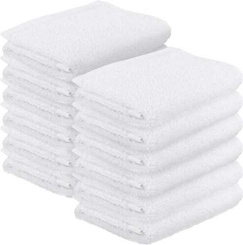 GILA Toalla Facial de Algodón linea Essentials I Paquete de 12 Toallas Blancas para Cara.