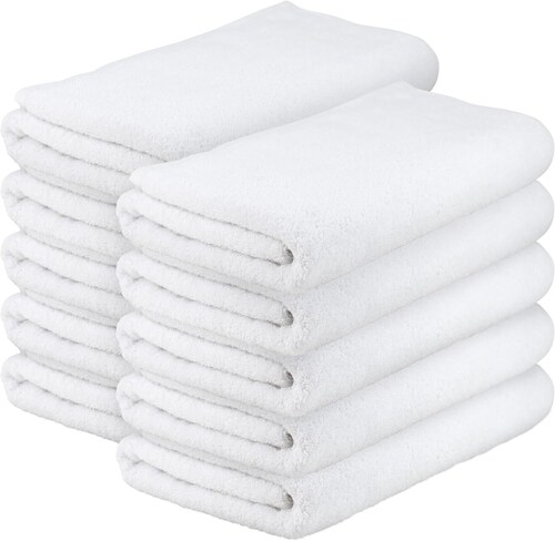 GILA Toalla para Manos de Algodón linea Essentials I Paquete de 10 Toallas Blancas para Baño.