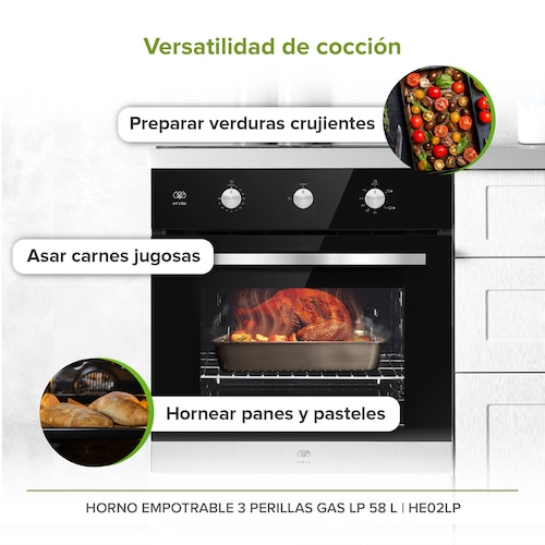 Horno Empotrable 58 Litros Gas LP Avera HE02LP