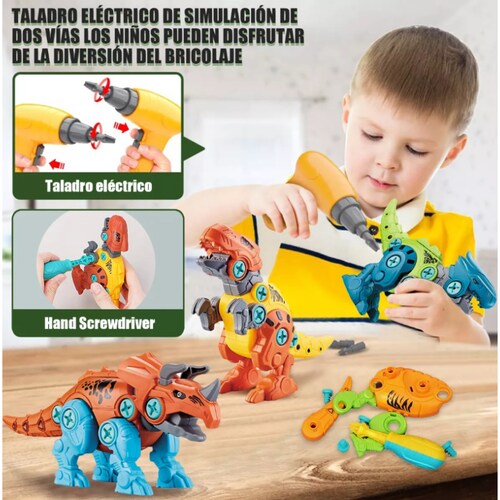 Juego De 8 Dinosaurios Desmontables Con Taladro Eléctrico – Set STEM De Construcción DIY Para Niños Y Niñas De 3 Años+
