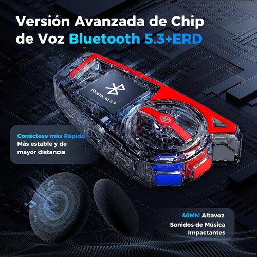 Audífonos Para Casco De Motos Bluetooth 5.3 Ip65 Con Luces