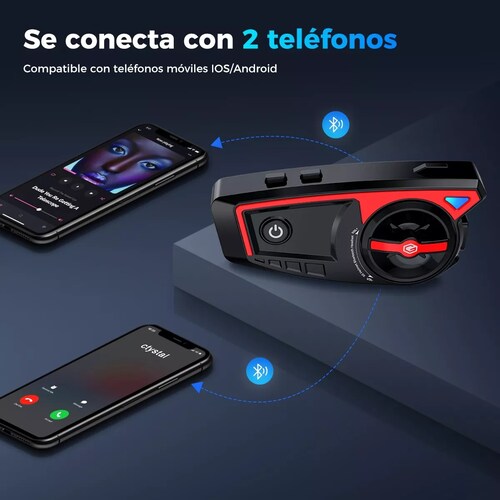 Audífonos Para Casco De Motos Bluetooth 5.3 Ip65 Con Luces