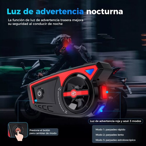 Audífonos Para Casco De Motos Bluetooth 5.3 Ip65 Con Luces