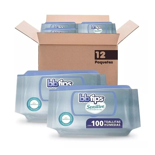 Bbtips Sensitive Toallitas Húmedas, con 12 Paquetes X 100 c/u