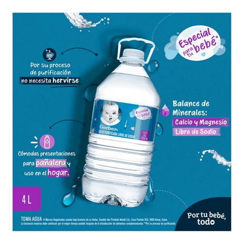 Agua Natural Gerber Botella de 4 litros