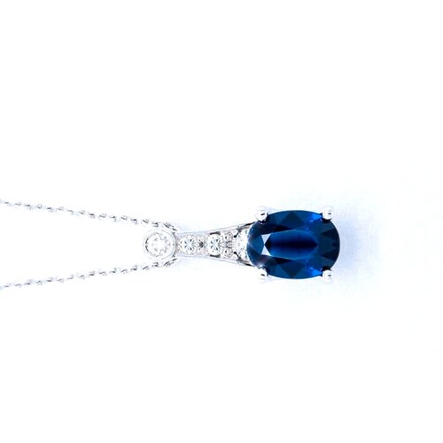 Dije Oro bco 18k Zafiro de 2 quilates & Diamantes naturales .