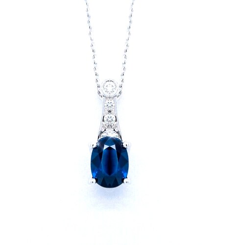 Dije Oro bco 18k Zafiro de 2 quilates & Diamantes naturales .