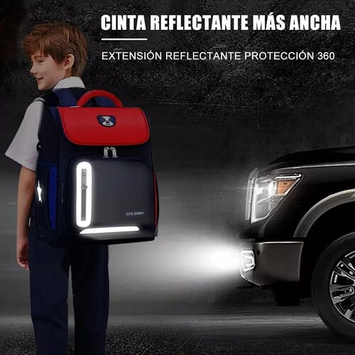 Mochila Escolar De Gran Capacidad Impermeable Primaria Con Parche Reflectante De Seguridad.