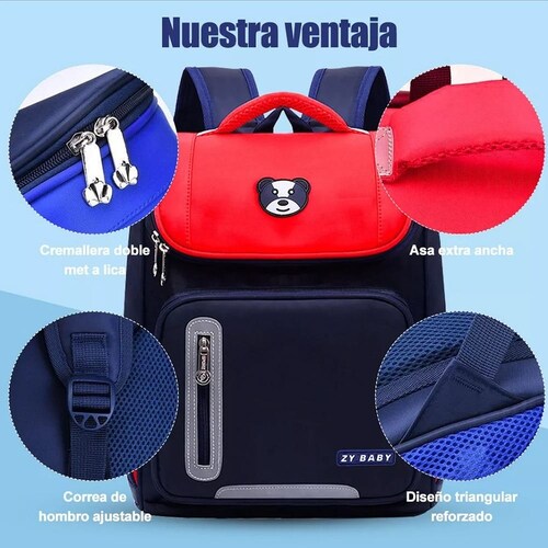 Mochila Escolar De Gran Capacidad Impermeable Primaria Con Parche Reflectante De Seguridad.