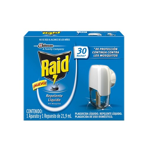 Raid Repelente Liquido Aparato Eléctrico + Repuesto 21.9 ml