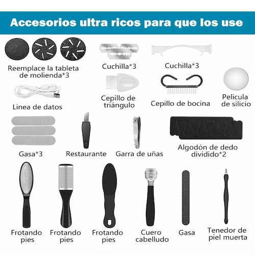 Removedor De Callos Eléctrico Para Pies Con Vacío Negro.