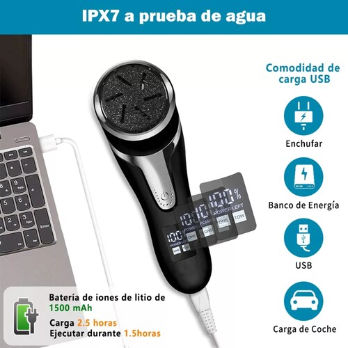 Removedor De Callos Eléctrico Para Pies Con Vacío Negro.