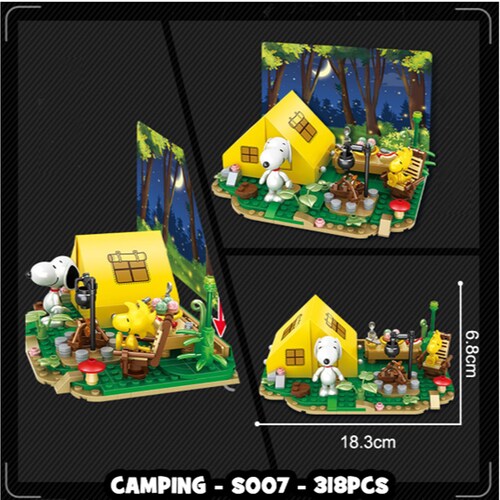 Bloques de Construcción Diseño Escena Campamento de Snoopy.