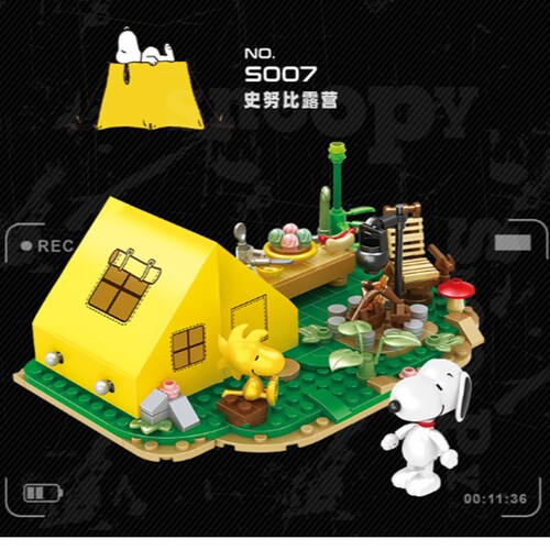 Bloques de Construcción Diseño Escena Campamento de Snoopy.