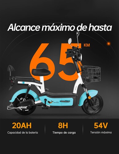 Motobici eléctrica Honey Whale U1S Azul.
