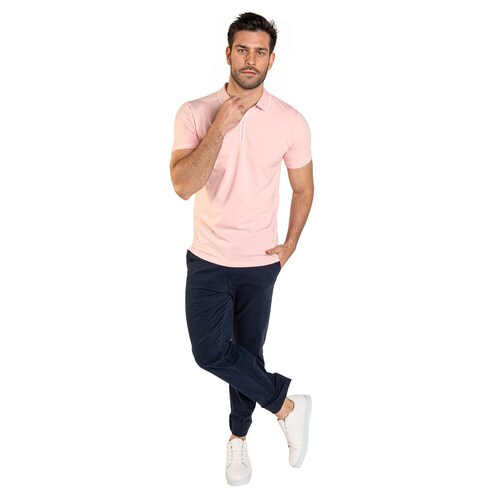 Playera tipo Polo para hombre con zipper Color rosa