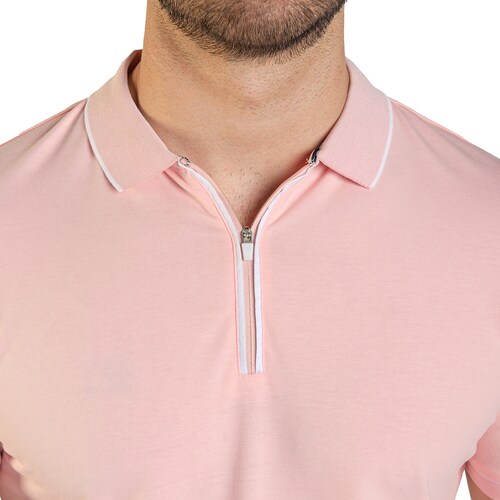 Playera tipo Polo para hombre con zipper Color rosa