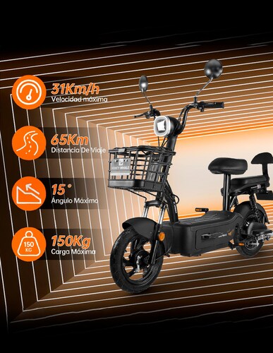 Motobici eléctrica Honey Whale U1S Negro.