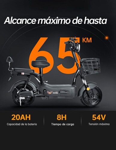 Motobici eléctrica Honey Whale U1S Negro.