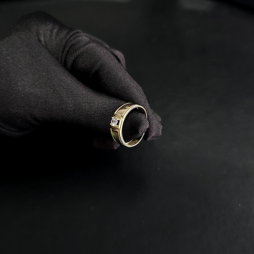 Anillo oro 10k de piedra zirconia hombre.
