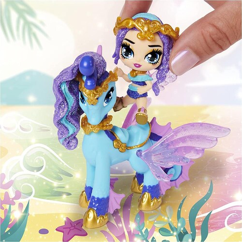 Hatchimals Pixies Riders Azul Alas Azul Gema Amarilla.