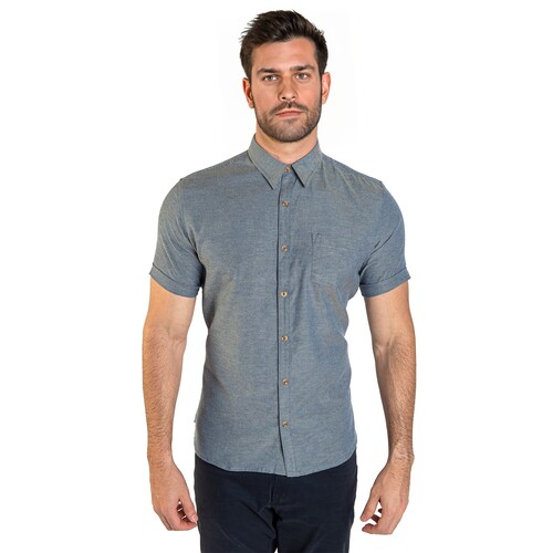 Camisa manga corta para hombre cuello americano color jaspe